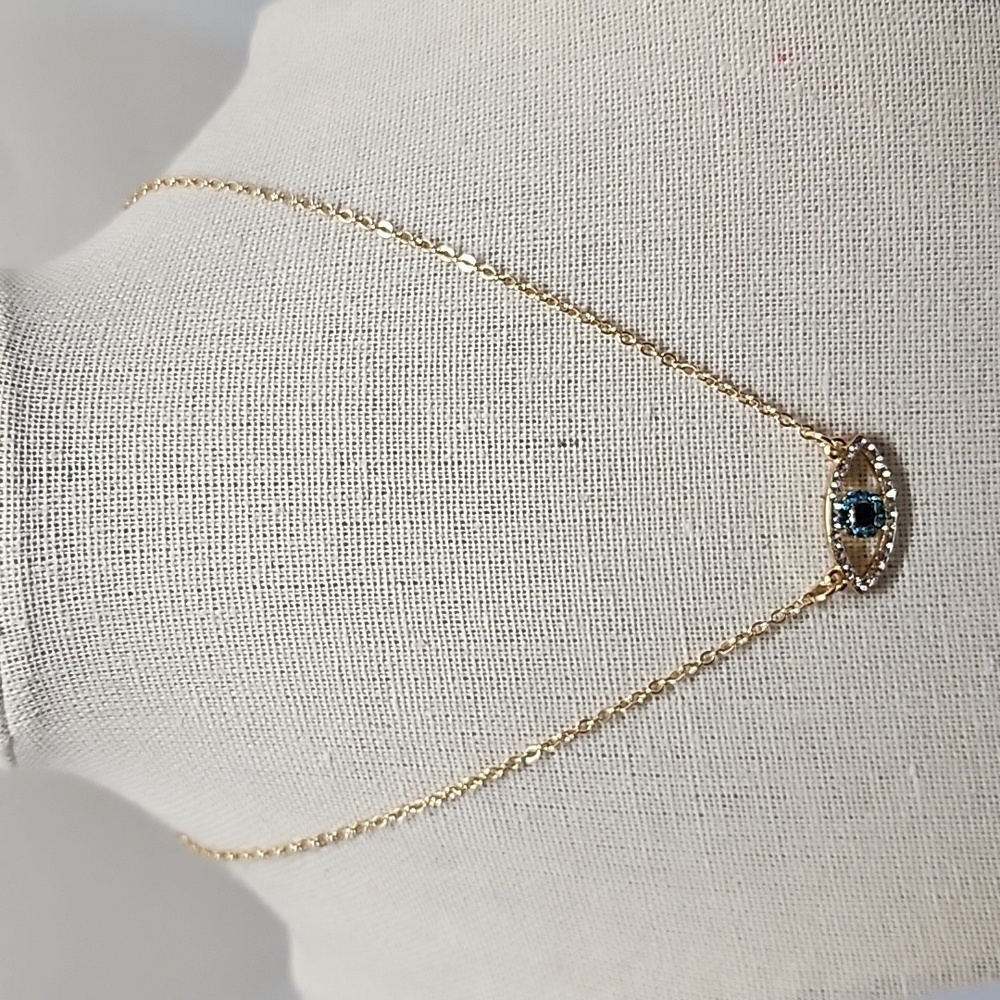 80R Rhinestone Floating Evil Eye Necklace